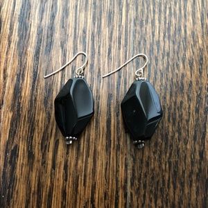 Black stone dangle earrings